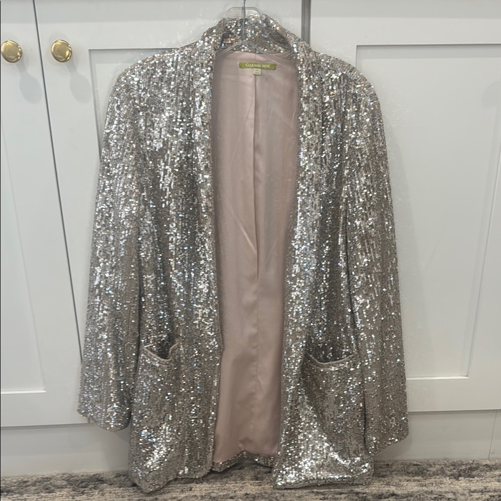Gianni Bini Metallic Sequin Blazer Size M